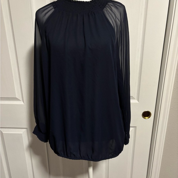 Ann Taylor Tops - Ann Taylor Navy Sheer Blouse